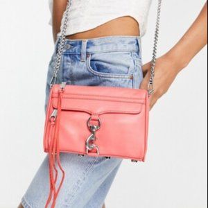 Rebecca MInkoff Leather Mini M.A.C. Crossbody in Coral